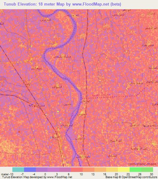 Tunub,Egypt Elevation Map