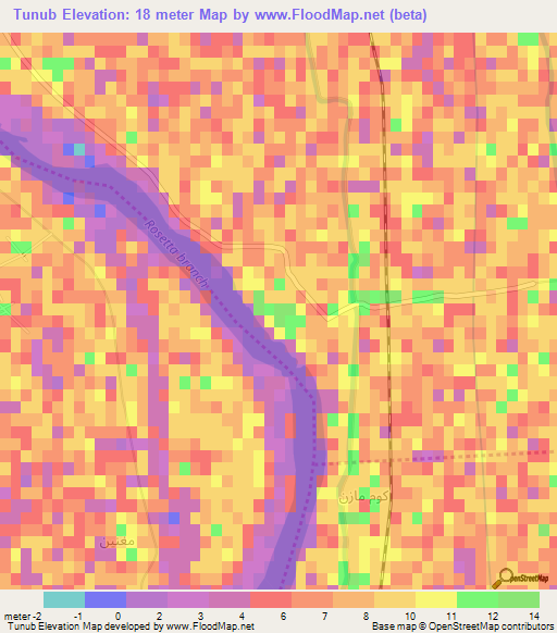 Tunub,Egypt Elevation Map