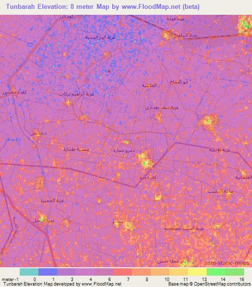 Tunbarah,Egypt Elevation Map