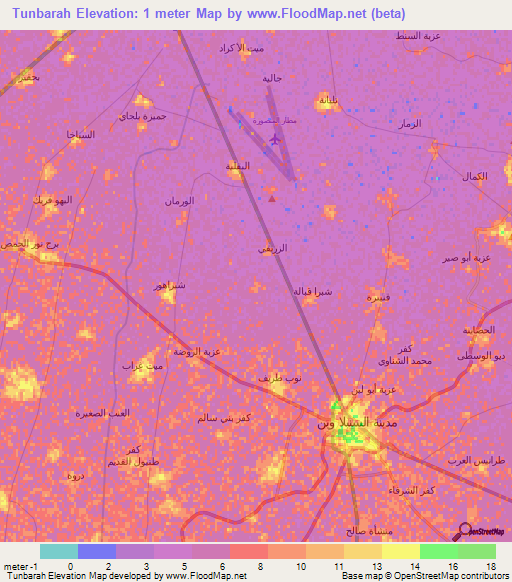 Tunbarah,Egypt Elevation Map