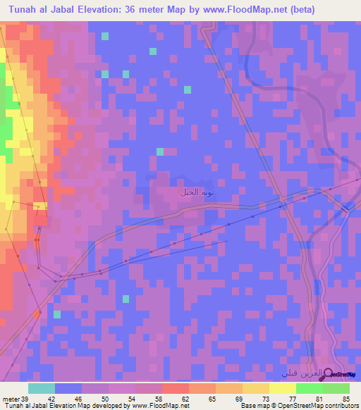 Tunah al Jabal,Egypt Elevation Map