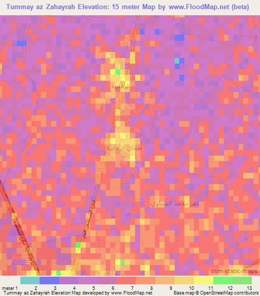 Tummay az Zahayrah,Egypt Elevation Map