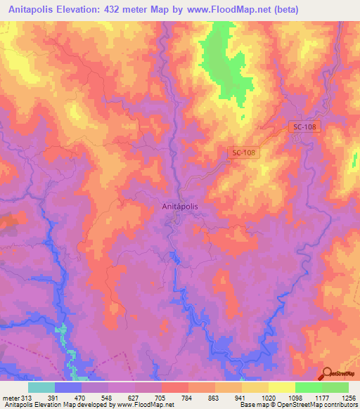 Anitapolis,Brazil Elevation Map