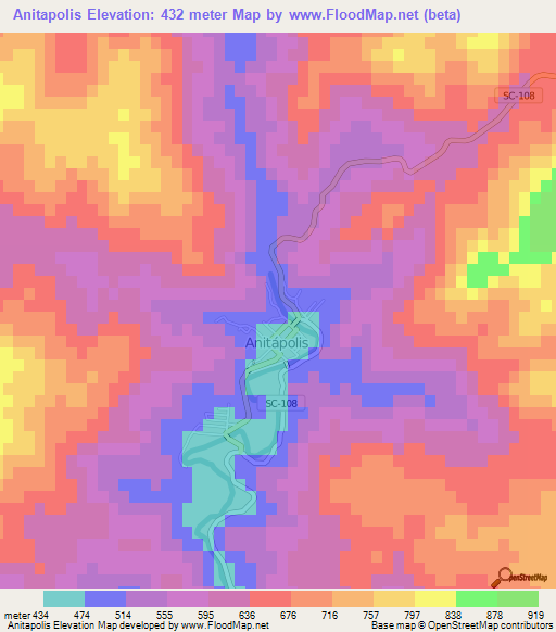 Anitapolis,Brazil Elevation Map