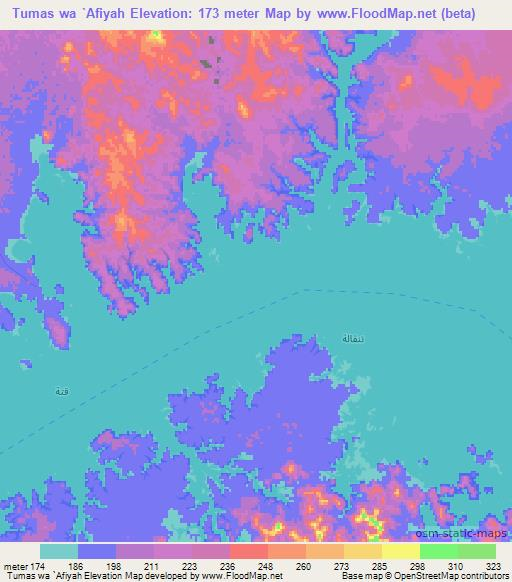 Tumas wa `Afiyah,Egypt Elevation Map