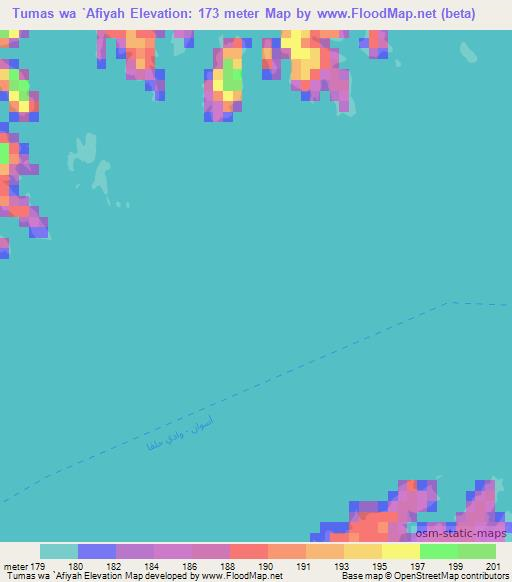 Tumas wa `Afiyah,Egypt Elevation Map