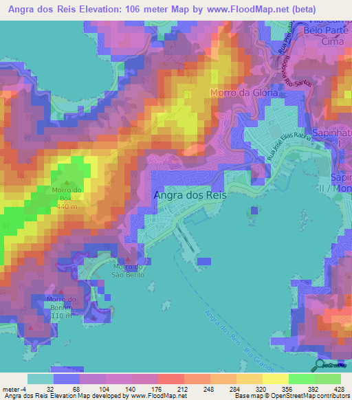 Angra dos Reis,Brazil Elevation Map