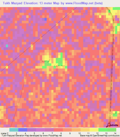 Tukh Mazyad,Egypt Elevation Map