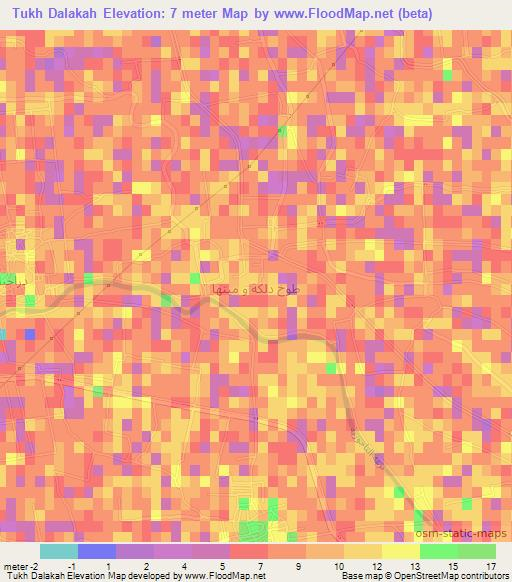 Tukh Dalakah,Egypt Elevation Map