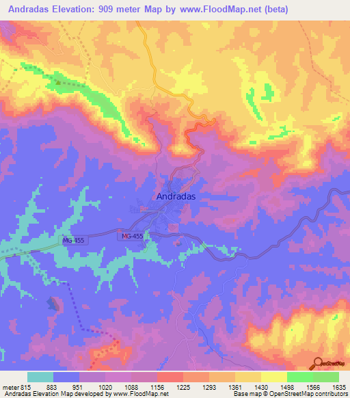 Andradas,Brazil Elevation Map