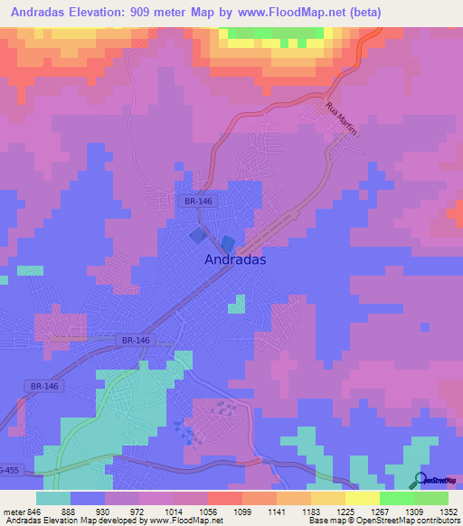 Andradas,Brazil Elevation Map