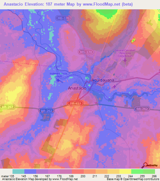 Anastacio,Brazil Elevation Map