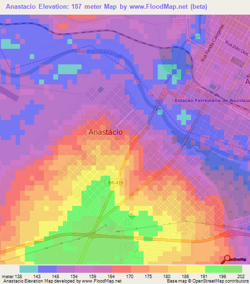 Anastacio,Brazil Elevation Map