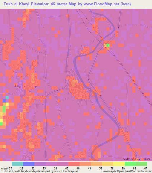 Tukh al Khayl,Egypt Elevation Map