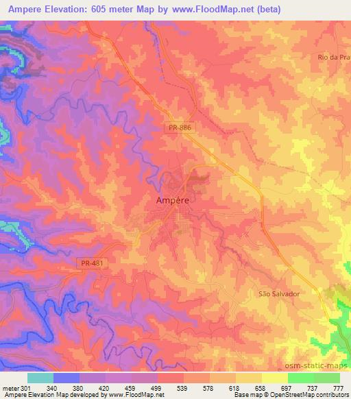 Ampere,Brazil Elevation Map