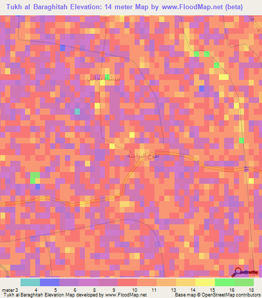 Tukh al Baraghitah,Egypt Elevation Map