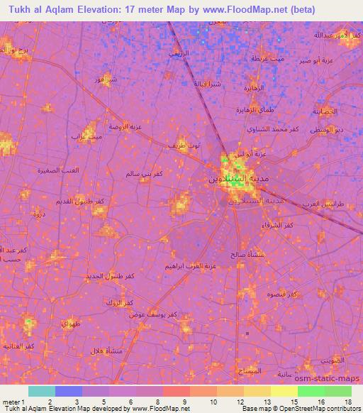 Tukh al Aqlam,Egypt Elevation Map
