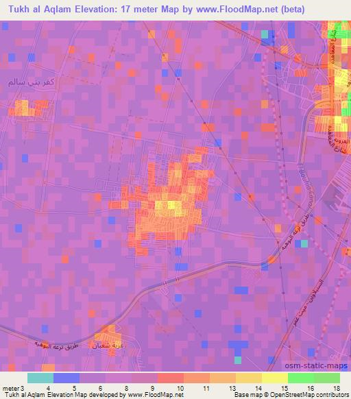 Tukh al Aqlam,Egypt Elevation Map