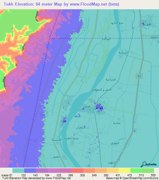 Tukh,Egypt Elevation Map