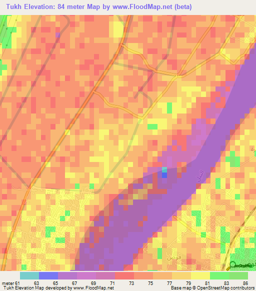 Tukh,Egypt Elevation Map