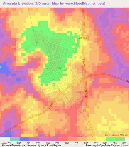 Alvorada,Brazil Elevation Map