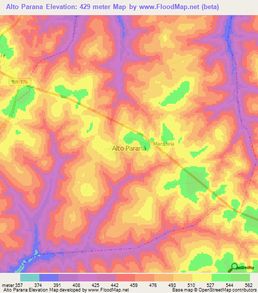 Alto Parana,Brazil Elevation Map