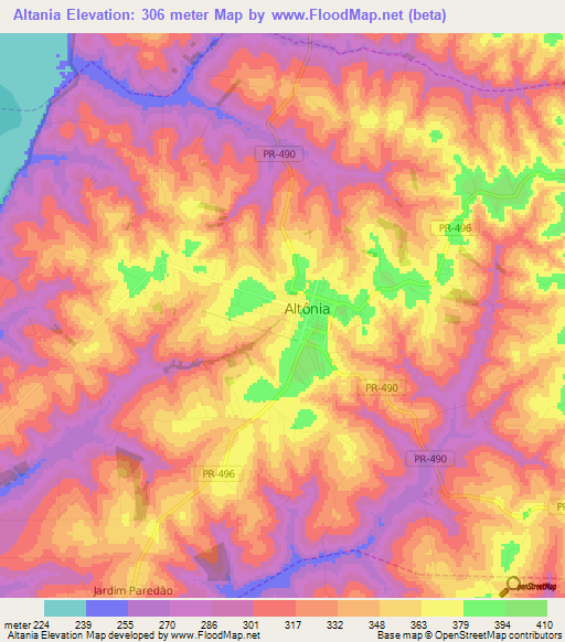 Altania,Brazil Elevation Map