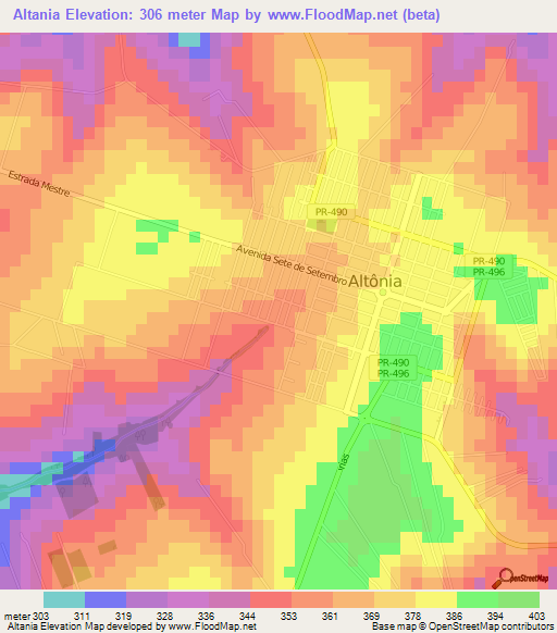 Altania,Brazil Elevation Map