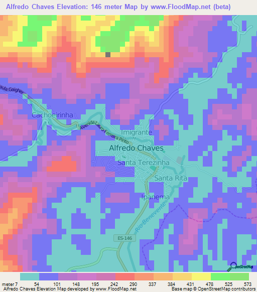 Alfredo Chaves,Brazil Elevation Map