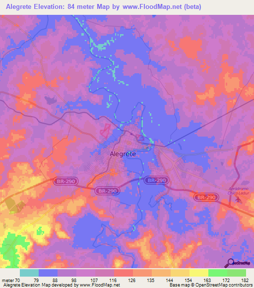 Alegrete,Brazil Elevation Map