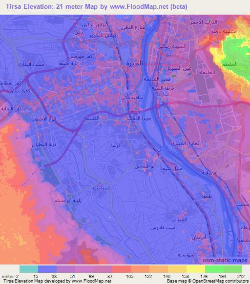 Tirsa,Egypt Elevation Map