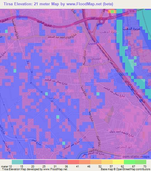 Tirsa,Egypt Elevation Map