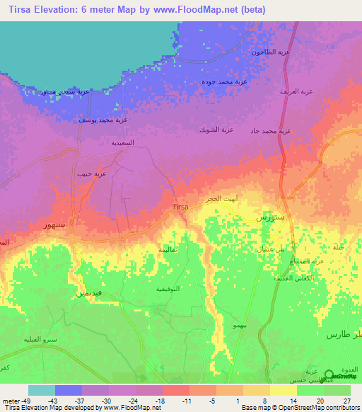 Tirsa,Egypt Elevation Map