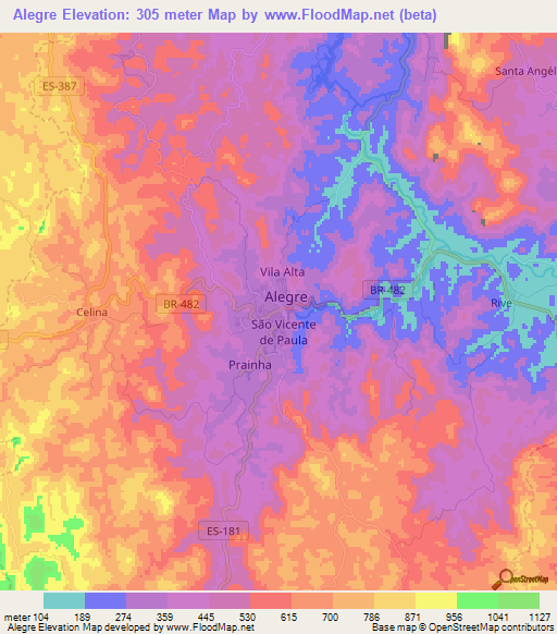 Alegre,Brazil Elevation Map