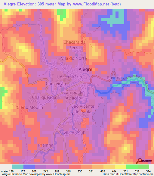 Alegre,Brazil Elevation Map