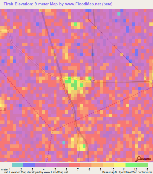 Tirah,Egypt Elevation Map