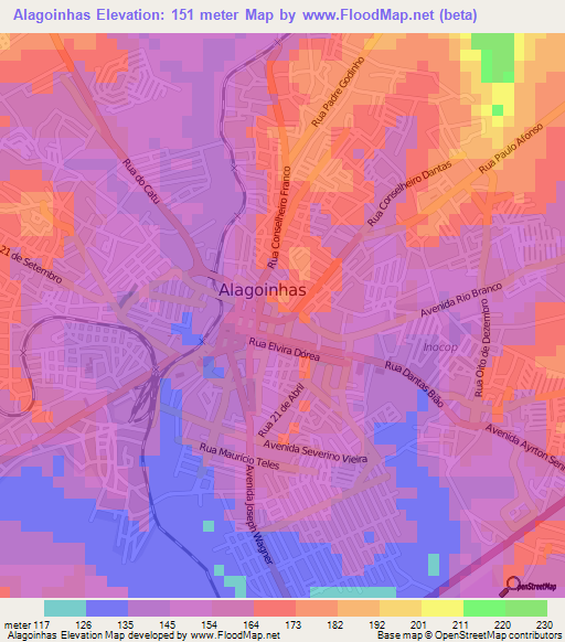 Alagoinhas,Brazil Elevation Map