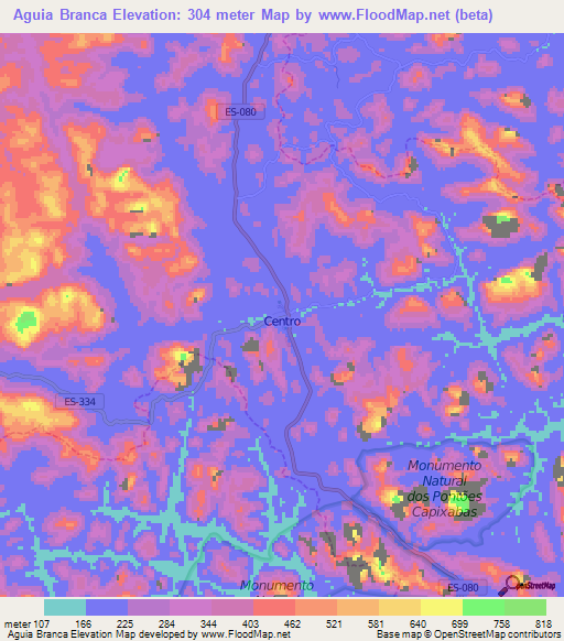 Aguia Branca,Brazil Elevation Map