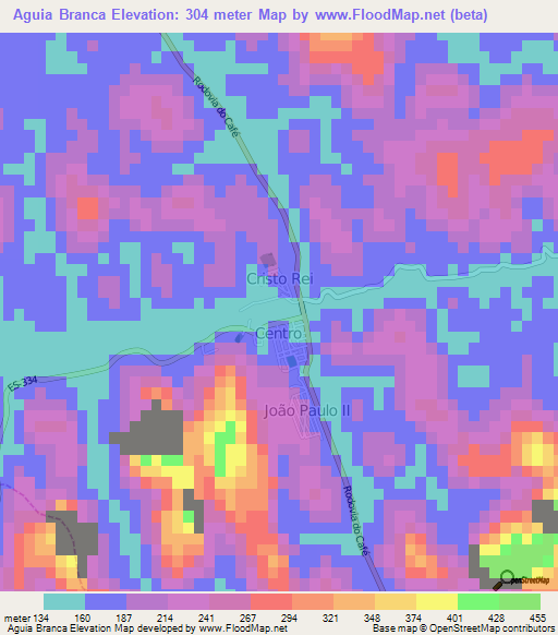 Aguia Branca,Brazil Elevation Map