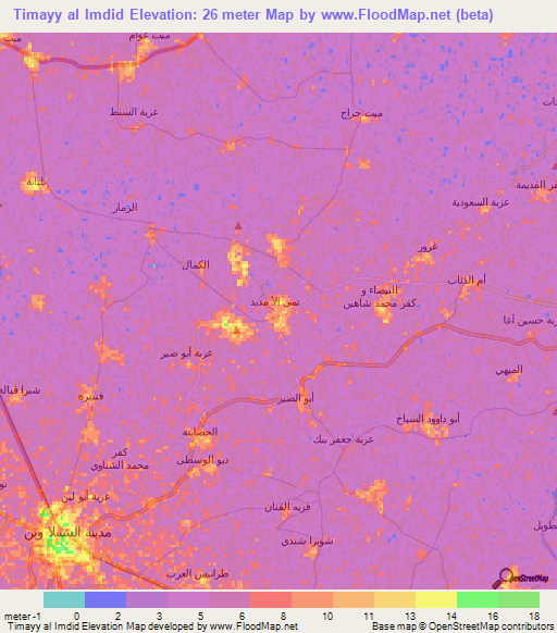 Timayy al Imdid,Egypt Elevation Map