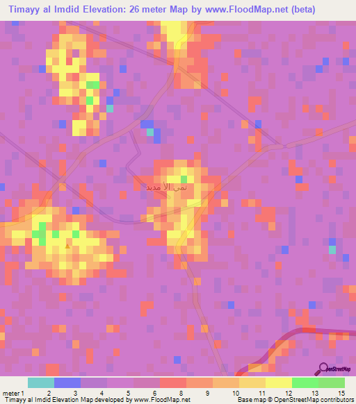 Timayy al Imdid,Egypt Elevation Map