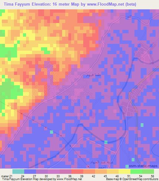 Tima Fayyum,Egypt Elevation Map