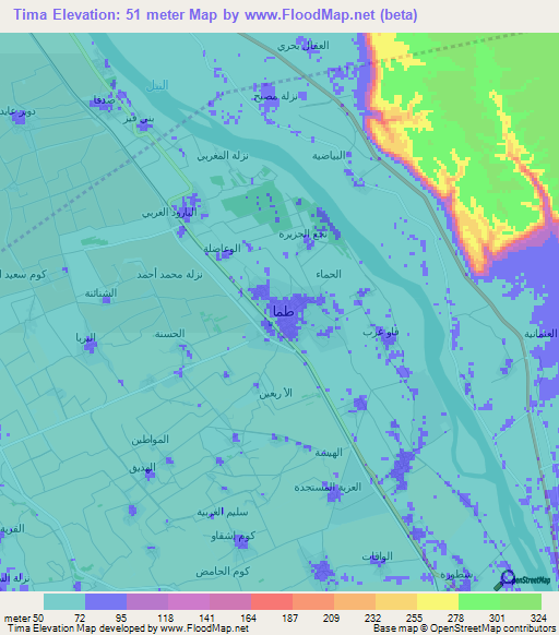 Tima,Egypt Elevation Map