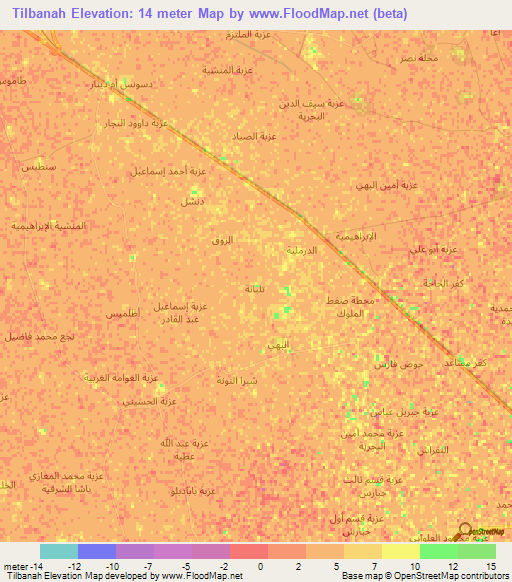 Tilbanah,Egypt Elevation Map