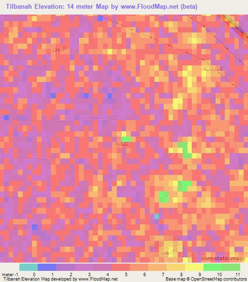 Tilbanah,Egypt Elevation Map