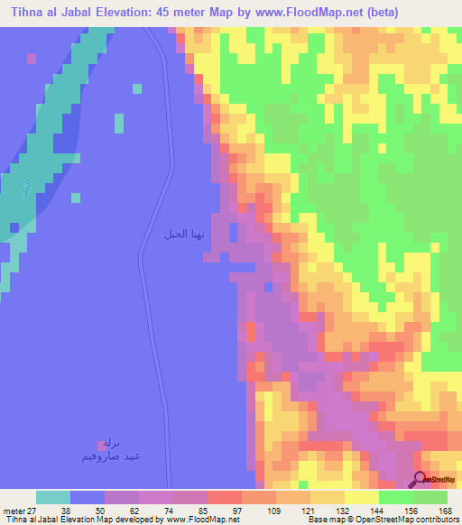 Tihna al Jabal,Egypt Elevation Map