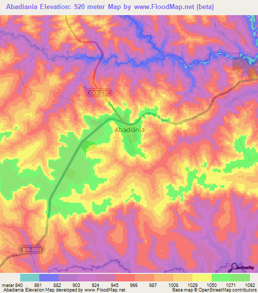 Abadiania,Brazil Elevation Map