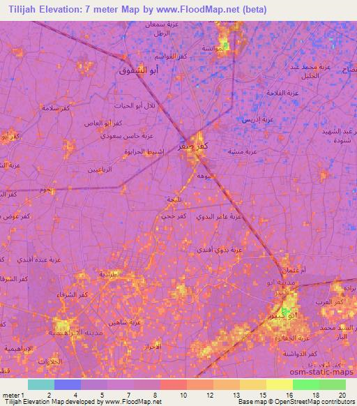 Tilijah,Egypt Elevation Map