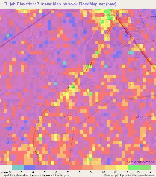 Tilijah,Egypt Elevation Map