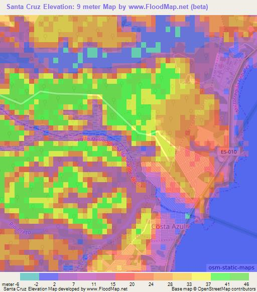 Santa Cruz,Brazil Elevation Map